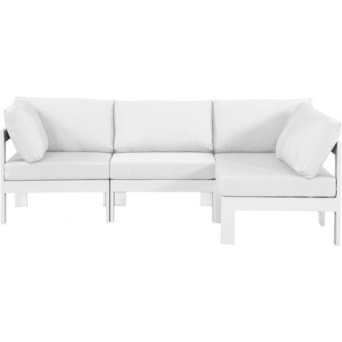 Meridian Furniture Nizuc Outdoor Patio White Aluminum Modular Sectional 4C - White - Outdoor Furniture