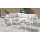 Meridian Furniture Nizuc Outdoor Patio White Aluminum Modular Sectional 4C - Outdoor Furniture