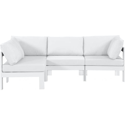 Meridian Furniture Nizuc Outdoor Patio White Aluminum Modular Sectional 4C - White - Outdoor Furniture