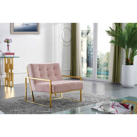 Meridian Furniture Pierre Velvet Accent Chair - Pink - Chairs