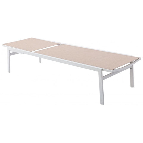 Meridian Furniture Santorini Outdoor Patio Chaise Lounge Chair - White Frame - Beige - Outdoor Furniture