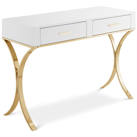 Meridian Furniture Monroe Vanity | Desk | Console Table - Gold - Desks