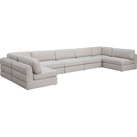 Meridian Furniture Beckham Linen Polyester Modular Sectional 7B - Beige - Sofas