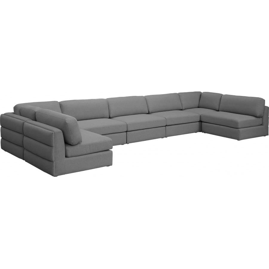 Meridian Furniture Beckham Linen Polyester Modular Sectional 7B - Grey - Sofas