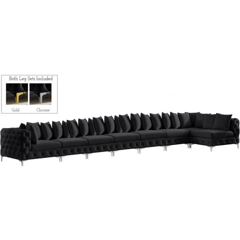 Meridian Furniture Tremblay Velvet Modular Sectional 8B - Black - Sofas