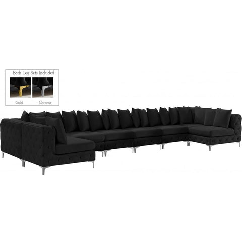 Meridian Furniture Tremblay Velvet Modular Sectional 9A - Black - Sofas