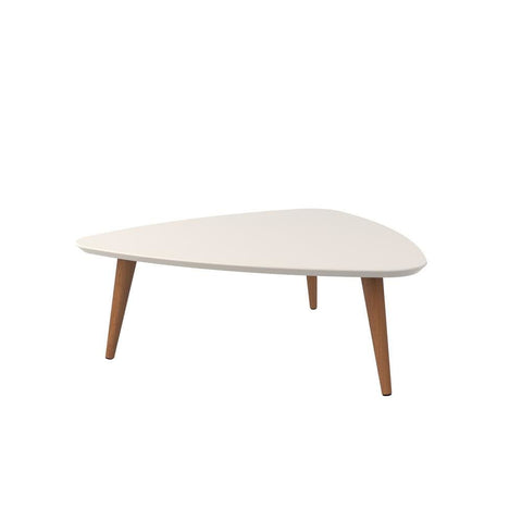 Manhattan Comfort Utopia 11.81 High Triangle Coffee Table with Splayed Legs - White Gloss and Maple Cream - Coffee Tables