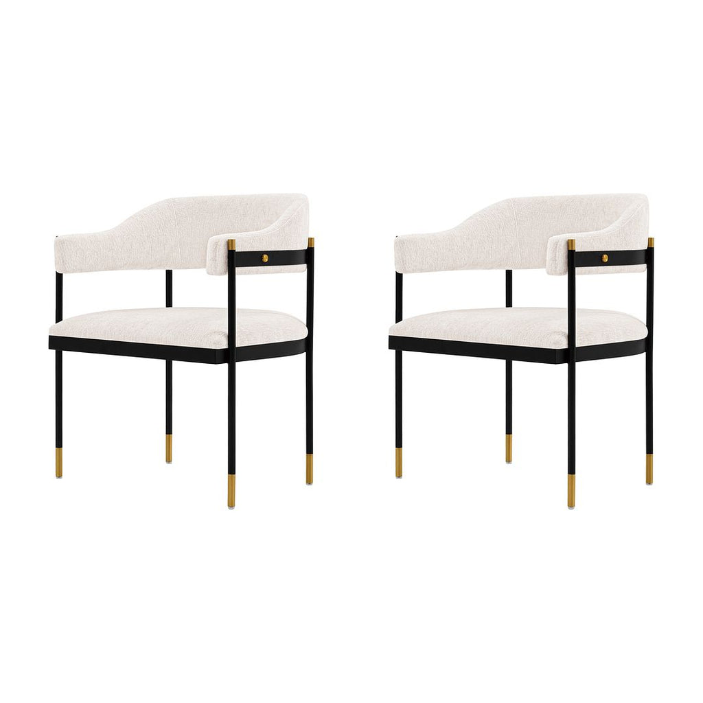 Manhattan Comfort Modern Lia Boucle Dining Armchair in Cream - Set of 2