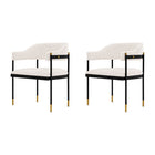 Manhattan Comfort Modern Lia Boucle Dining Armchair in Cream - Set of 2