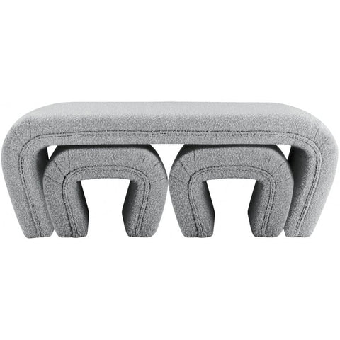 Meridian Furniture Odelia Boucle Fabric Bench - Grey - Benches