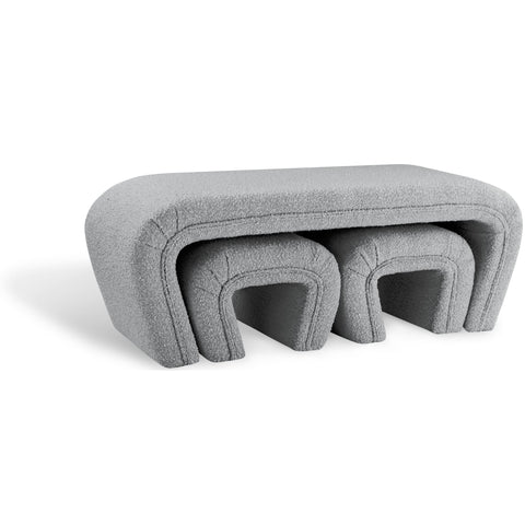 Meridian Furniture Odelia Boucle Fabric Bench - Grey - Benches