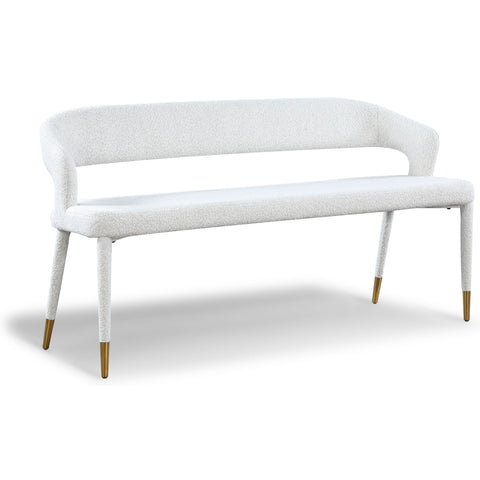 Meridian Furniture Destiny Boucle Fabric Bench - Cream - Benches