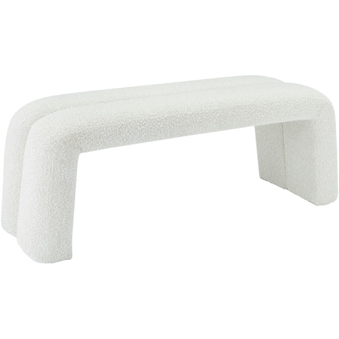 Meridian Furniture Arc Boucle Fabric Bench - Cream - Benches