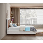 Meridian Furniture Blake Two Tone Faux Leather and Linen Textured Fabric Bed - Twin - Bedroom Beds