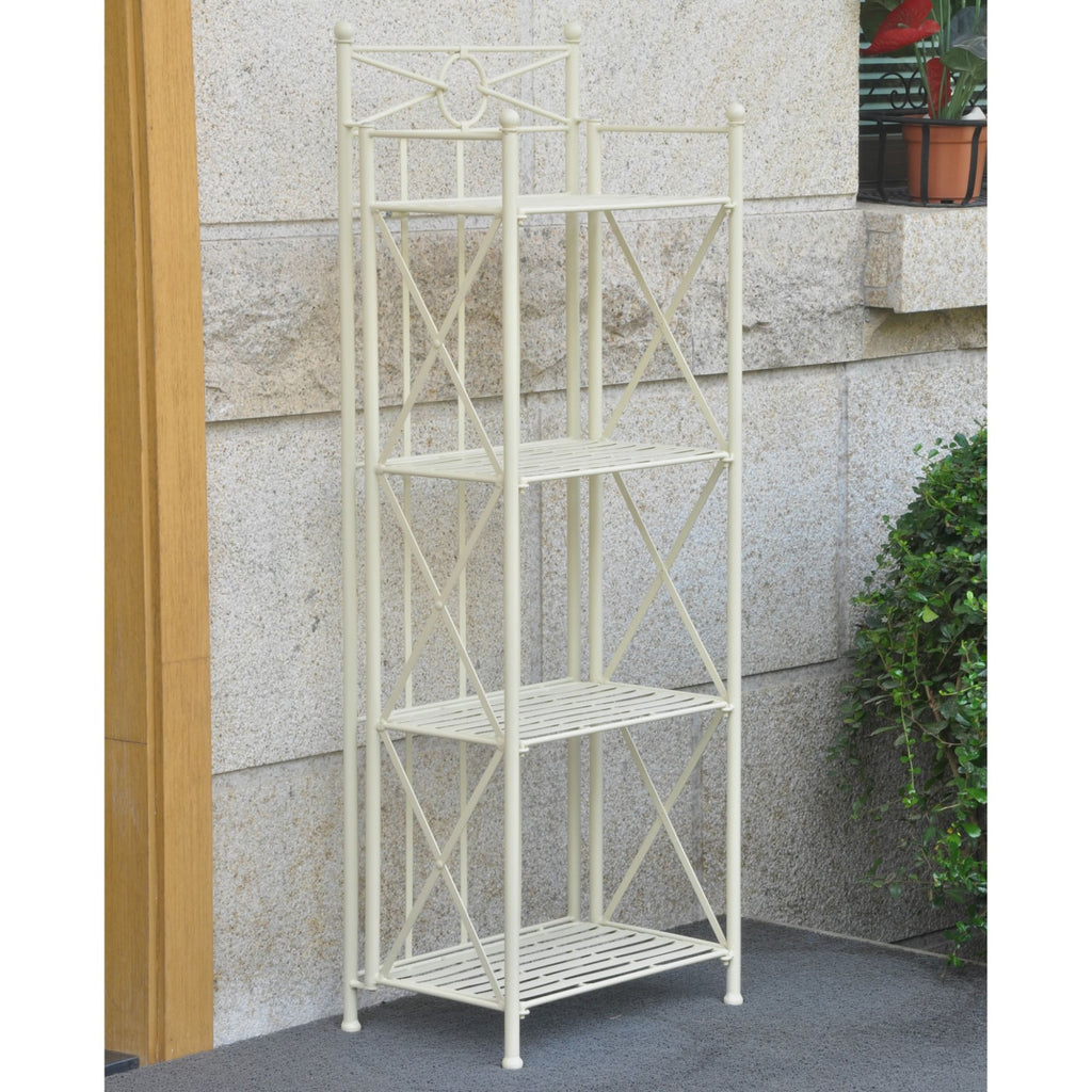 International Caravan Narrow 4-Tier Iron Folding Bakers Rack - Shelves & Cases
