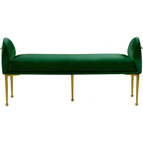 Meridian Furniture Owen Velvet Bench - Green - Benches