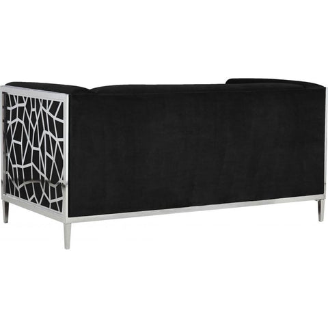 Meridian Furniture Opal Velvet Loveseat - Black - Loveseats