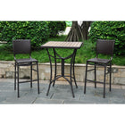 International Caravan Barcelona Set of Three Resin Wicker/Aluminum Bar Bistro Set - Chocolate - Outdoor Furniture