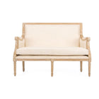 Baxton Studio Chavanon Wood & Light Beige Linen Traditional French Loveseat - Living Room Furniture