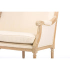 Baxton Studio Chavanon Wood & Light Beige Linen Traditional French Loveseat - Living Room Furniture