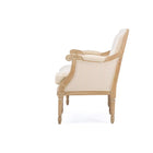 Baxton Studio Chavanon Wood & Light Beige Linen Traditional French Loveseat - Living Room Furniture