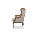 Baxton Studio Oreille French Provincial Style White Wash Distressed Two-tone Beige Upholstered Armchair - Living Room Furniture
