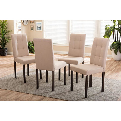 Baxton Studio Andrew Modern and Contemporary Beige Fabric Upholstered Grid-tufting Dining Chair - Dining Room