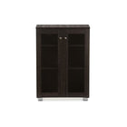 Baxton Studio Mason Modern and Contemporary Dark Brown Multipurpose Storage Cabinet Sideboard with Two Class Doors - Living Room Furniture