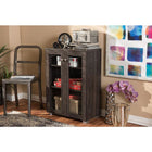 Baxton Studio Mason Modern and Contemporary Dark Brown Multipurpose Storage Cabinet Sideboard with Two Class Doors - Living Room Furniture