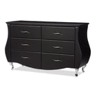 Baxton Studio Enzo Modern and Contemporary Black Faux Leather 6-Drawer Dresser - Bedroom Furniture