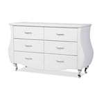 Baxton Studio Enzo Modern and Contemporary White Faux Leather 6-Drawer Dresser - Bedroom Furniture