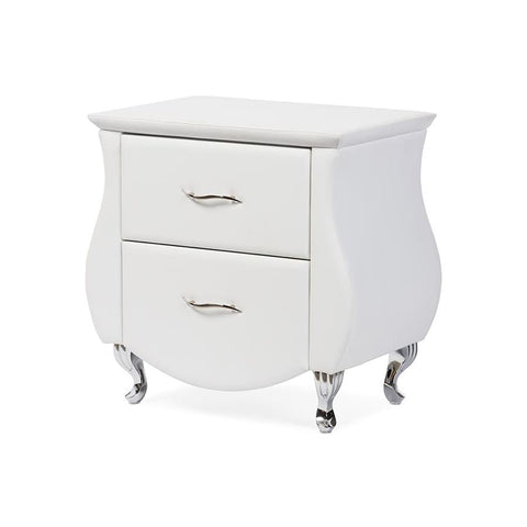 Baxton Studio Erin Modern and Contemporary White Faux Leather Upholstered Nightstand - Bedroom Furniture