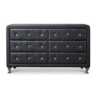 Baxton Studio Luminescence Black Faux Leather Upholstered Dresser - Bedroom Furniture