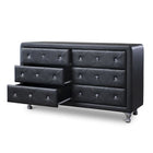 Baxton Studio Luminescence Black Faux Leather Upholstered Dresser - Bedroom Furniture