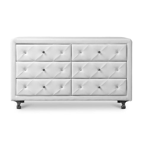 Baxton Studio Luminescence White Faux Leather Upholstered Dresser - Bedroom Furniture