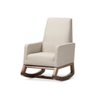 Baxton Studio Yashiya Mid-century Retro Modern Light Beige Fabric Upholstered Rocking Chair and Ottoman Set - Nursery Furniture