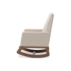 Baxton Studio Yashiya Mid-century Retro Modern Light Beige Fabric Upholstered Rocking Chair and Ottoman Set - Nursery Furniture