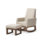 Baxton Studio Yashiya Mid-century Retro Modern Light Beige Fabric Upholstered Rocking Chair and Ottoman Set - Nursery Furniture