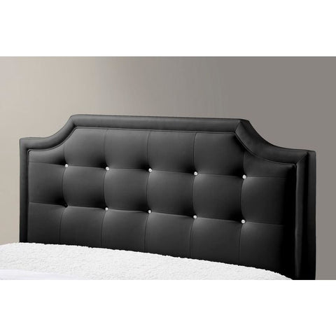 Baxton Studio Carlotta Black Modern Bed with Upholstered Headboard - Queen Size - Bedroom Furniture