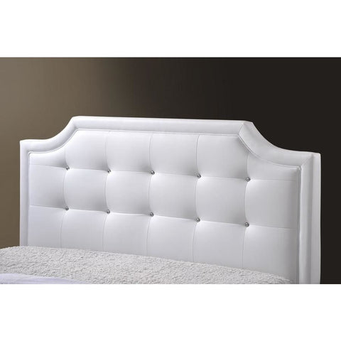 Baxton Studio Carlotta White Modern Bed with Upholstered Headboard - Full Size - Bedroom Furniture