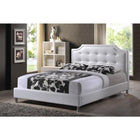 Baxton Studio Carlotta White Modern Bed with Upholstered Headboard - King Size - Bedroom Furniture