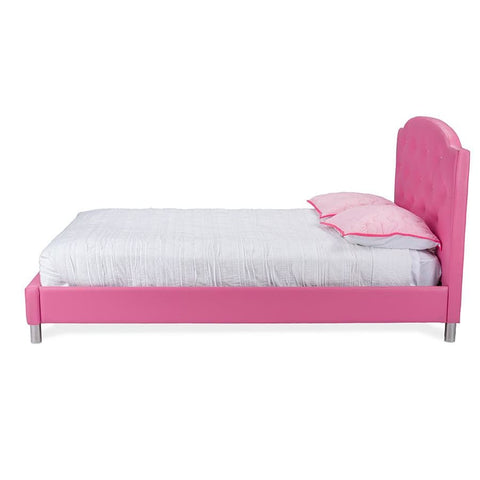 Baxton Studio Canterbury Pink Leather Contemporary Full-Size Bed - Bedroom Furniture