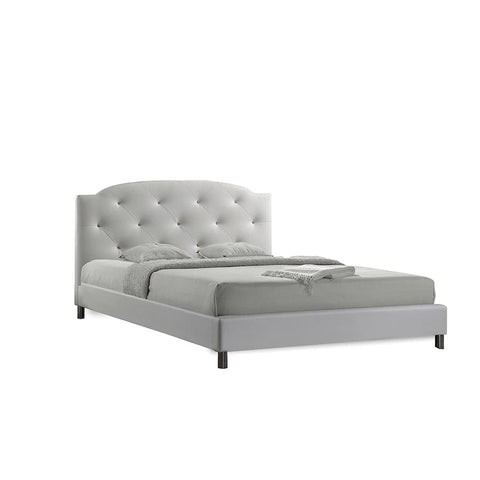 Baxton Studio Canterbury White Leather Contemporary Full-Size Bed - Bedroom Furniture