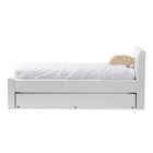 Baxton Studio Cosmo Modern and Contemporary White Faux Leather Twin Size Trundle Bed - Kids Room Furniture
