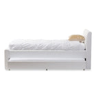 Baxton Studio Cosmo Modern and Contemporary White Faux Leather Twin Size Trundle Bed - Kids Room Furniture