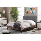 Baxton Studio Alinia Mid-century Retro Modern Grey Fabric Upholstered Walnut Wood Queen Size Platform Bed - Bedroom Furniture