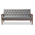 Baxton Studio Sorrento Mid-century Retro Modern Grey Fabric Upholstered Wooden 3-seater Sofa - Living Room Furniture