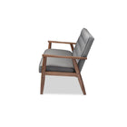 Baxton Studio Sorrento Mid-century Retro Modern Grey Fabric Upholstered Wooden 3-seater Sofa - Living Room Furniture