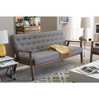 Baxton Studio Sorrento Mid-century Retro Modern Grey Fabric Upholstered Wooden 3-seater Sofa - Living Room Furniture