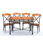 Baxton Studio Broxburn Light Brown Wood & Metal 5-Piece Dining Set - Dining Room